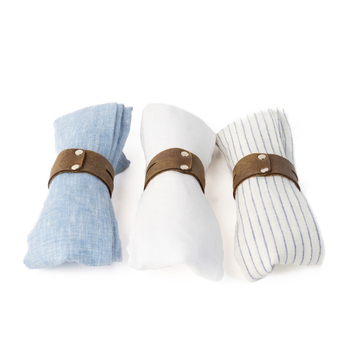 French Linen Napkins & Leather O-Rings - Saint Anthony Industries