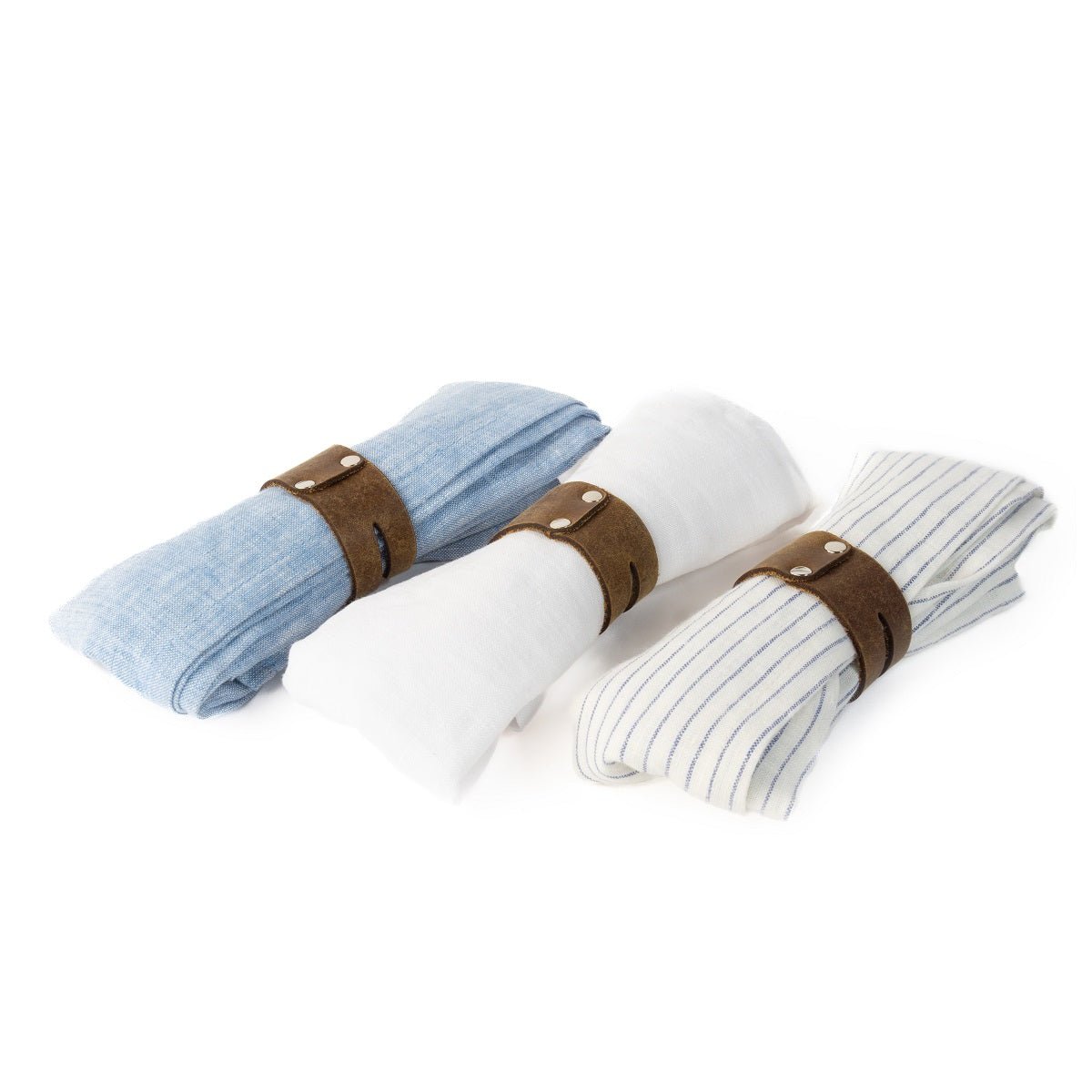 French Linen Napkins & Leather O-Rings - Saint Anthony Industries