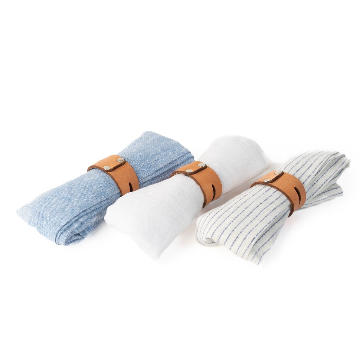 French Linen Napkins & Leather O-Rings - Saint Anthony Industries